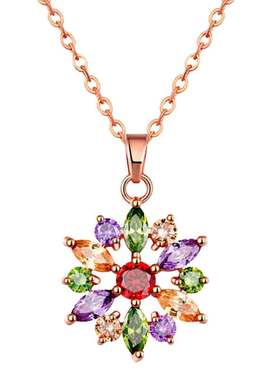 韩国七彩色短款花朵闺蜜女友锆石