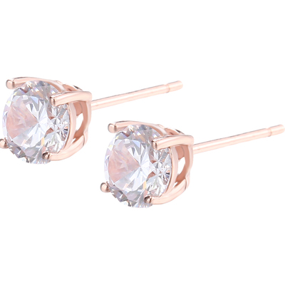 纯银日韩四爪钻石莫桑石耳钉空托