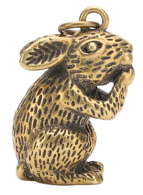 黄铜仿古风吊坠钥匙扣兔子摆件