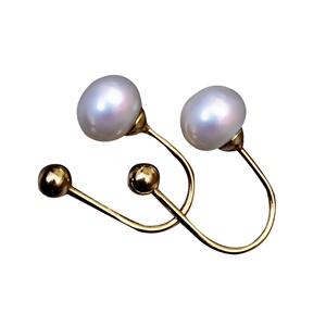 淡水珍珠耳环2023新款潮U型925纯银针双C大小金色高级感耳钉耳饰