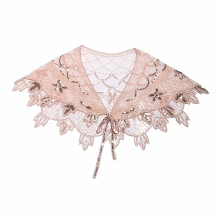 跨境婚纱旗袍礼服花朵系带披肩欧美复古聚会亮片1920s宴会晚礼服