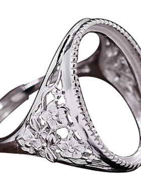 diy电镀白金蜜蜡镶嵌戒指空托