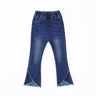 女童喇叭牛仔裤长裤秋装新款2025修身微喇童裤中大童女孩裤子春秋