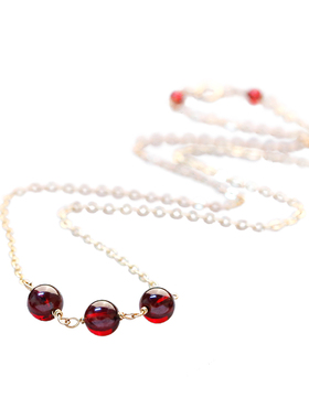 原创手工定制石榴石14k包金项链