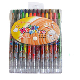 明达24色旋转蜡笔安全环保不脏手儿童彩笔油画棒开学绘画涂鸦蜡笔