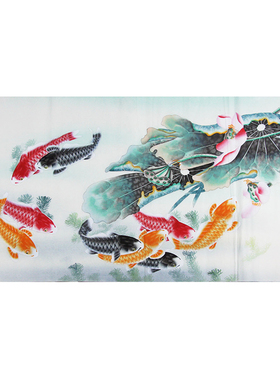 荷花手绘真迹客厅未装裱工笔画