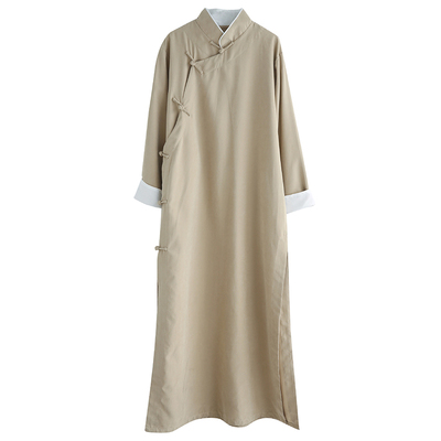 中国风桃皮绒唐装中式长款居士男