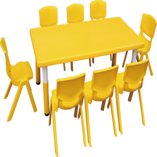 同贡幼儿园专用桌椅八人长方桌塑料桌椅儿童桌子塑料桌学习升降桌