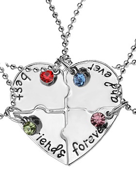 热销时尚4瓣拼接心形项链饰品