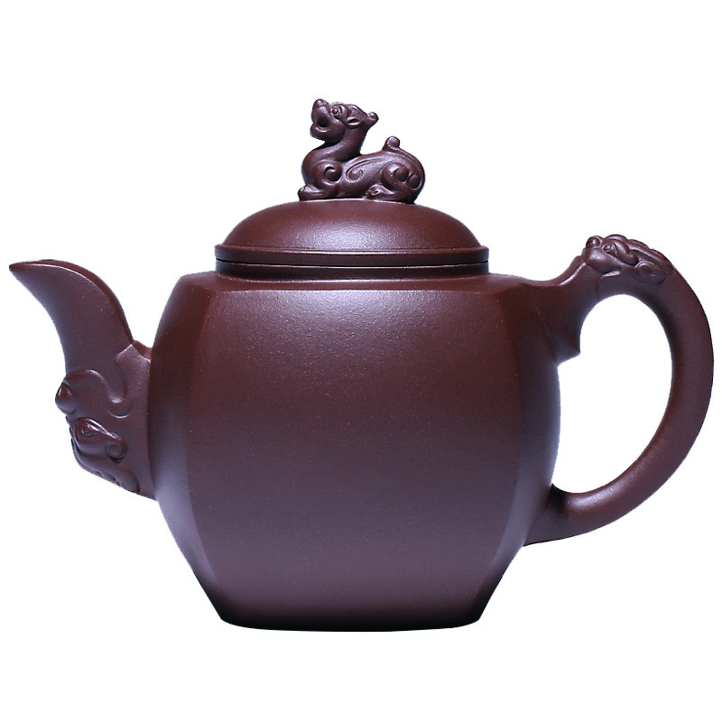 宜兴紫砂壶纯全手工名家大号家用礼品茶具套装四方龙御老紫泥茶壶