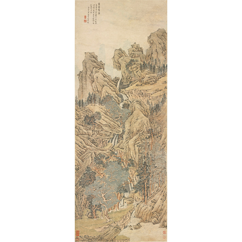 高清复制文征明绝壑鸣琴图山水画