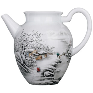 景德镇陶瓷手绘公道杯手工玉泥雪景分茶器茶海泡茶器功夫茶具配件