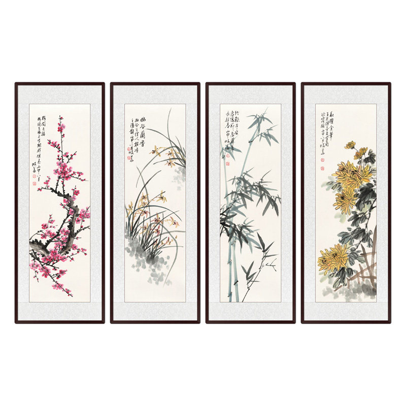 手绘梅兰竹菊国画客厅办公室挂画