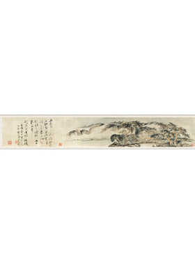 名家长卷挂画横幅卷轴画定制水墨荷花山水人家百子图风水挂画仿古
