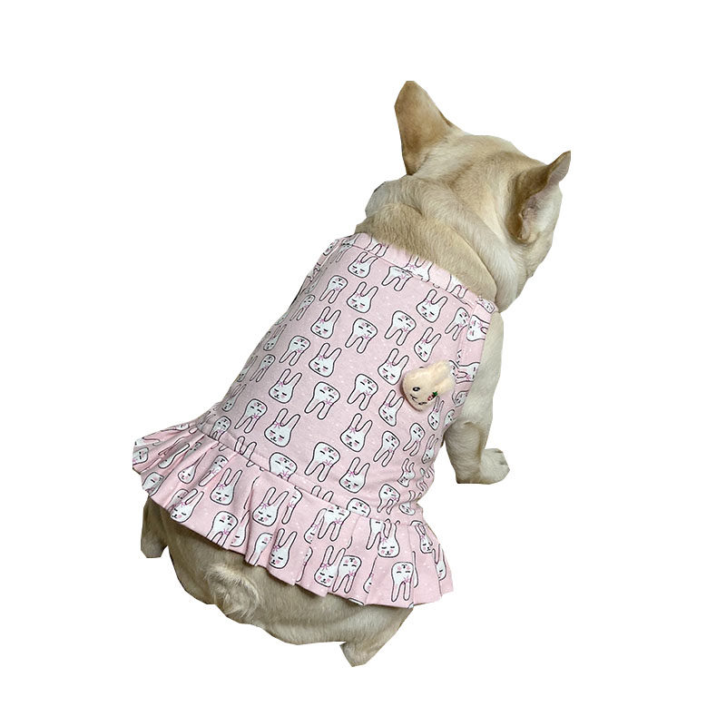 法斗衣服胖狗巴哥斗牛犬全棉兔子卡通可爱裙子舒适背心小型犬宠物