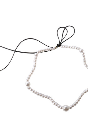 泫雅同款绑带发箍两珍珠项链项圈
