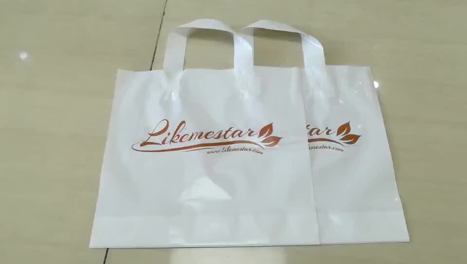 Promotion Custom Printing Logo Length Handle Plastic Shopping Bag For