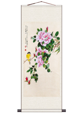 招财花鸟装饰挂画国画书房玄关