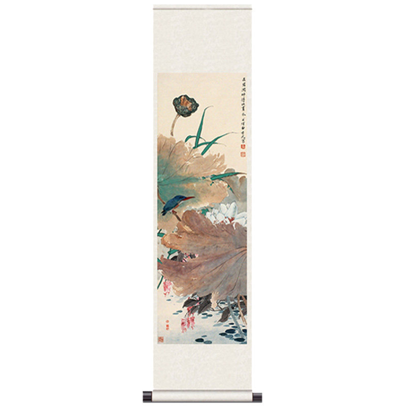 丝绸画挂画卷轴画花鸟国画春夏秋冬梅花双禽四条屏办公室卷轴字画