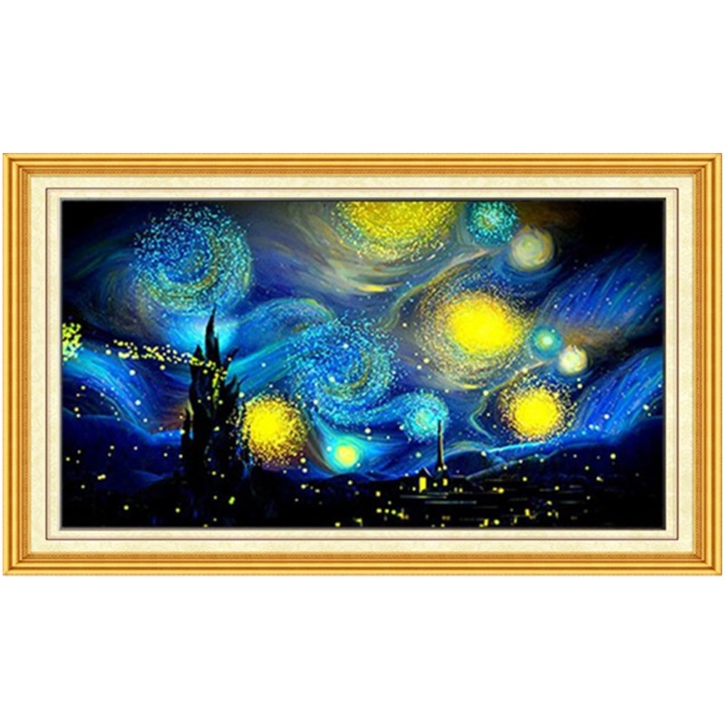唯美风景钻石绣梵高星空油画新款