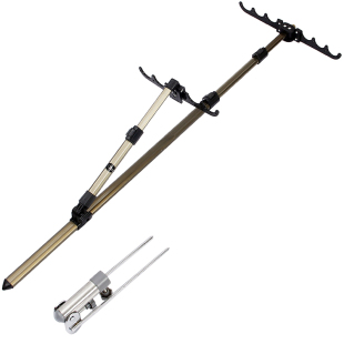 多功能鱼竿支架 铝合金钓鱼支架钓箱钓椅支架地插2.1米双炮台架杆