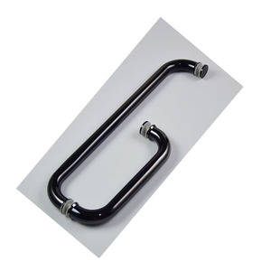 玻璃门拉手浴室把手全304不锈钢黑色扶手淋浴房L型3孔225*425移门