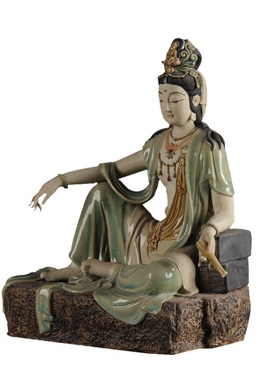 陶瓷工艺品摆件 石湾公仔工艺饰品家居开业摆设 自在南海观音菩萨