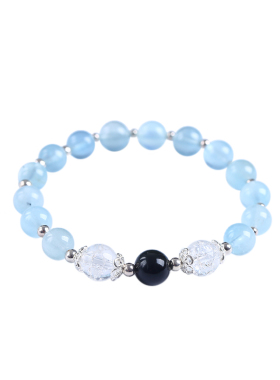 纯银韩版手串雪花礼物天然海蓝宝