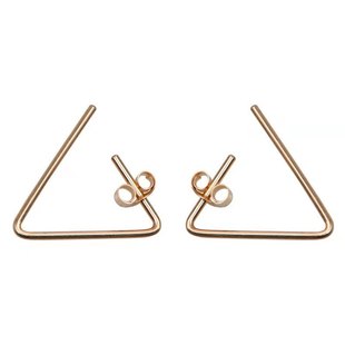 三角形耳环几何图形耳钉14K包金纯银耳针欧美金属冷淡风手工耳环