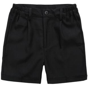 男童纯黑色短裤男孩西裤儿童深蓝藏青白色西装短中裤节目表演出服