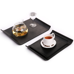 黑色创意密胺小托盘家用日式料理盘长方形水杯盘茶具盘早餐盘加厚