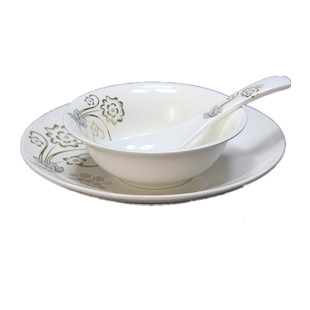 金汉宫酒店摆台餐具套装饭店包厢用品骨瓷碗盘瓷器4件套一人上位