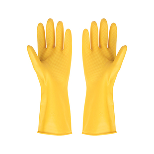 来安之耐酸碱工业乳胶手套 黄色 105g工业劳保手套家用清洁手套