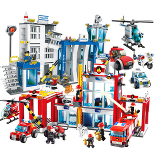乐高城市系列积木 警察消防局 防爆特警消防车警车6-12岁拼装玩具