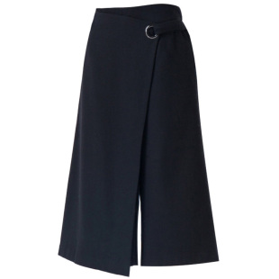 毛呢阔腿裤女七分2025秋冬新款黑色裙裤宽松甩腿裤羊毛高腰裤子女