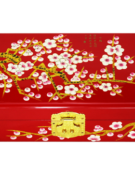 珠宝盒红色多层结婚礼物推光漆器