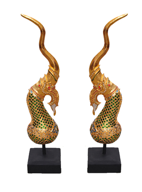 木雕泰式风装修会所招财工艺品