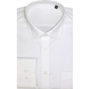 新款经典本白色中年纯棉免烫长袖衬衫 男士商务纯色职业正装衬衣