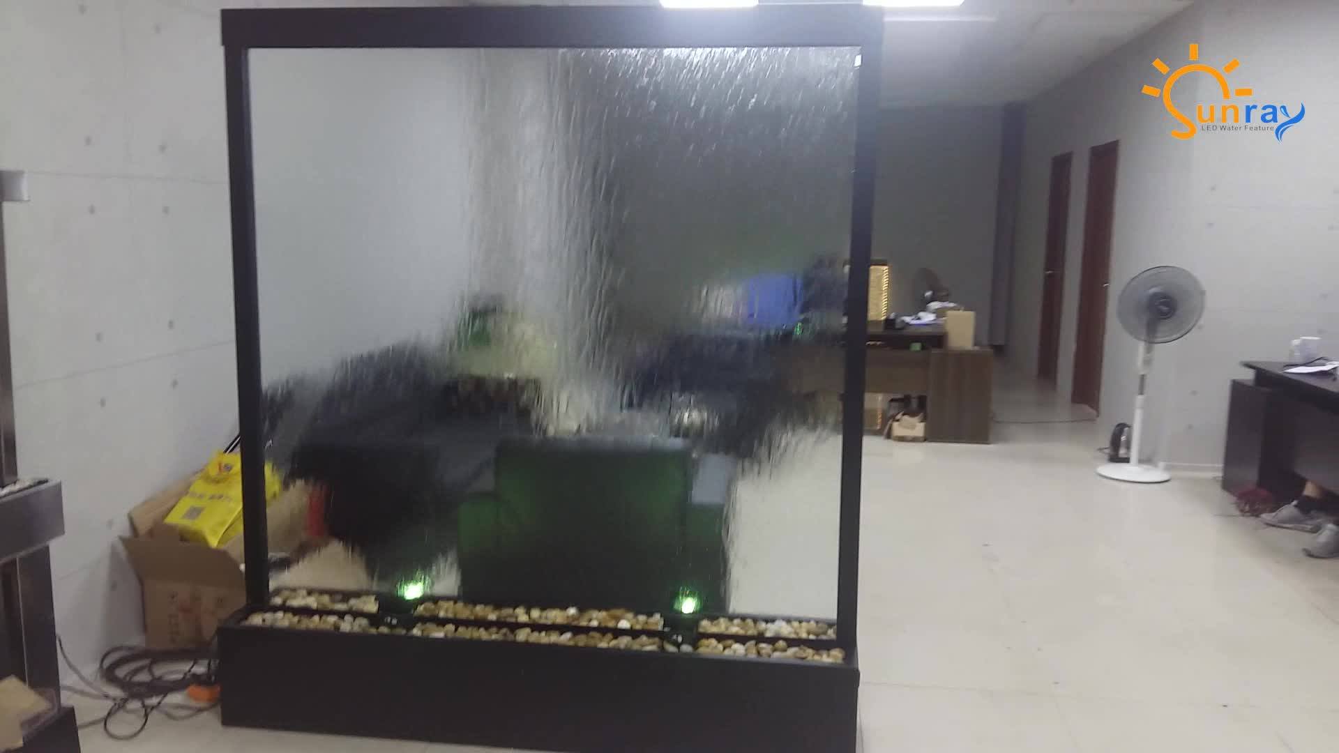 H79"xw79" Floorstanding Glass Waterfall Cascade Fountain Glass Water