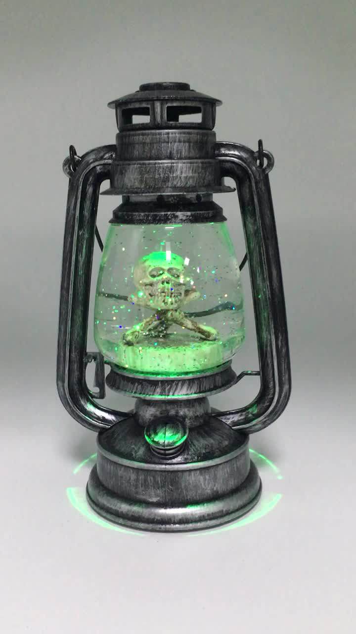 Battery Powered Led Water Globe Vintage Halloween Green Hurricane