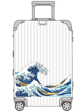 超大神奈川冲浪里潮流个性卡通旅行箱拉杆箱防水贴纸门窗贴滑板