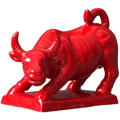 陶瓷招财旺市开业摆件华尔街牛