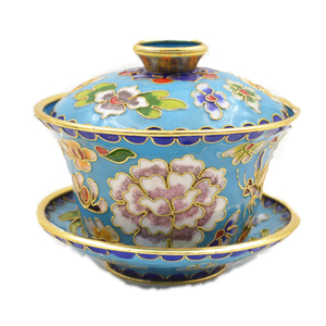 正品包邮北京景泰蓝盖碗 茶碗茶具 茶杯 特色家居摆件3寸4寸盖碗