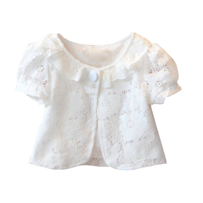 新款短袖女童披肩夏季白色礼服