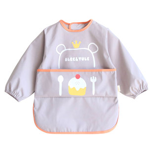 全防水罩衣反穿衣女孩男童加长款防脏罩衣画画罩衣护衣宝宝婴儿兜