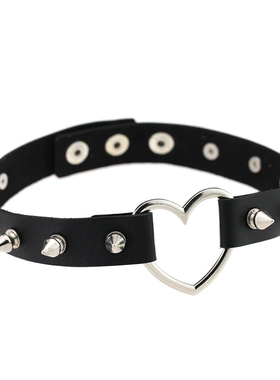 原宿软妹风铆钉黑色爱心形项圈
