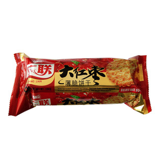 广联大红枣薄脆饼干 早餐饼干 休闲零食枣味老式饼干128克10袋包