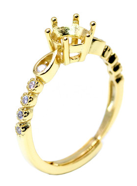 精工925银镀黄金圆形戒托