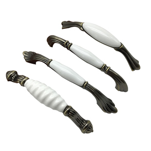 黑色白色陶瓷拉手橱柜抽屉衣柜现代简约柜门把手美式柜子拉手