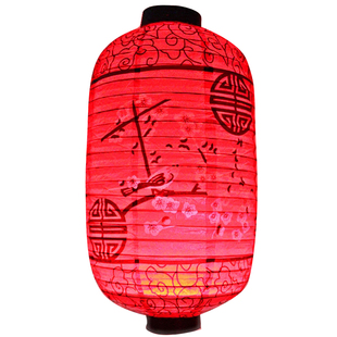 中秋节元宵新年春红灯笼古风挂饰冬瓜LED电池发光手提纸灯笼带灯